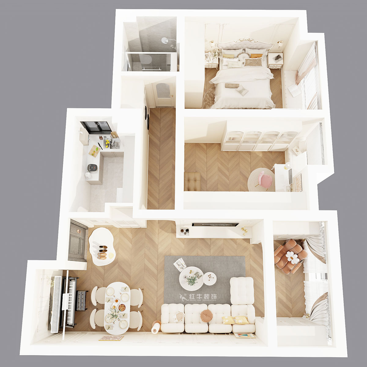 顾娟｜北外滩水城16街区11-903-80㎡-简欧风格｜2室2厅1卫｜新房装修｜定制家｜全包12